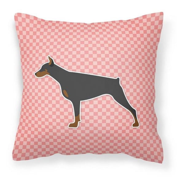 Carolines Treasures BB3660PW1818 Doberman Pinscher Checkerboard Pink Fabric Decorative Pillow