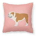 thumbnail image 1 of Carolines Treasures BB3662PW1414 English Bulldog Checkerboard Pink Fabric Decorative Pillow, 1 of 4