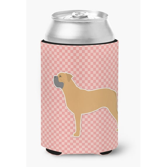 Caroline's Treasures BB3671CC Bullmastiff Checkerboard Pink Can or Bottle Hugger, Can Hugger, multicolor