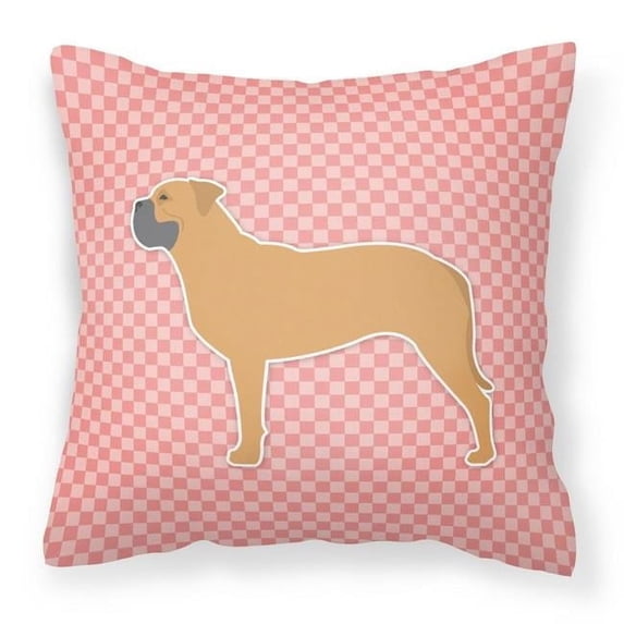 Carolines Treasures BB3671PW1818 Bullmastiff Checkerboard Pink Fabric Decorative Pillow