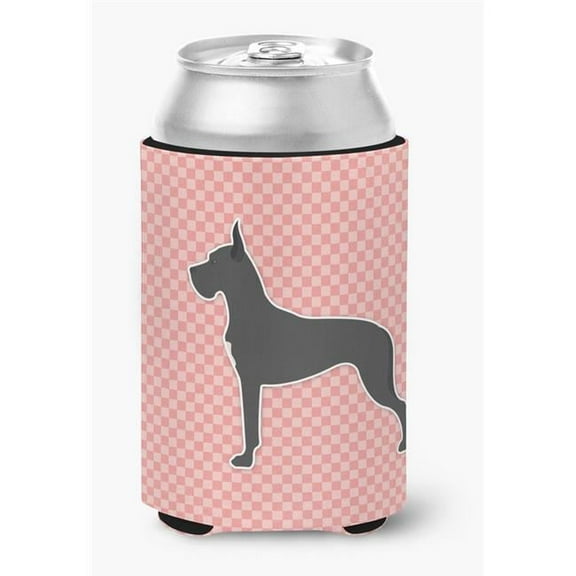 Carolines Treasures BB3675CC Great Dane Checkerboard Pink Can or Bottle Hugger