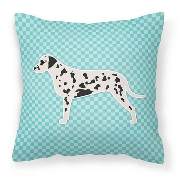 Carolines Treasures BB3683PW1414 Dalmatian Checkerboard Blue Fabric Decorative Pillow