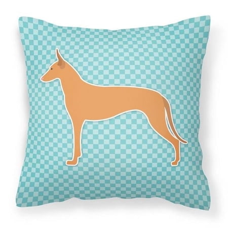 Carolines Treasures BB3688PW1414 Pharaoh Hound Checkerboard Blue Fabric Decorative Pillow