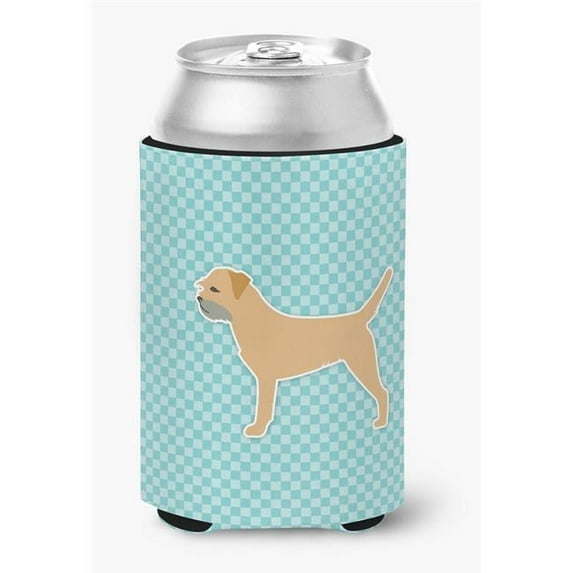 Carolines Treasures BB3689CC Border Terrier Checkerboard Blue Can or Bottle Hugger
