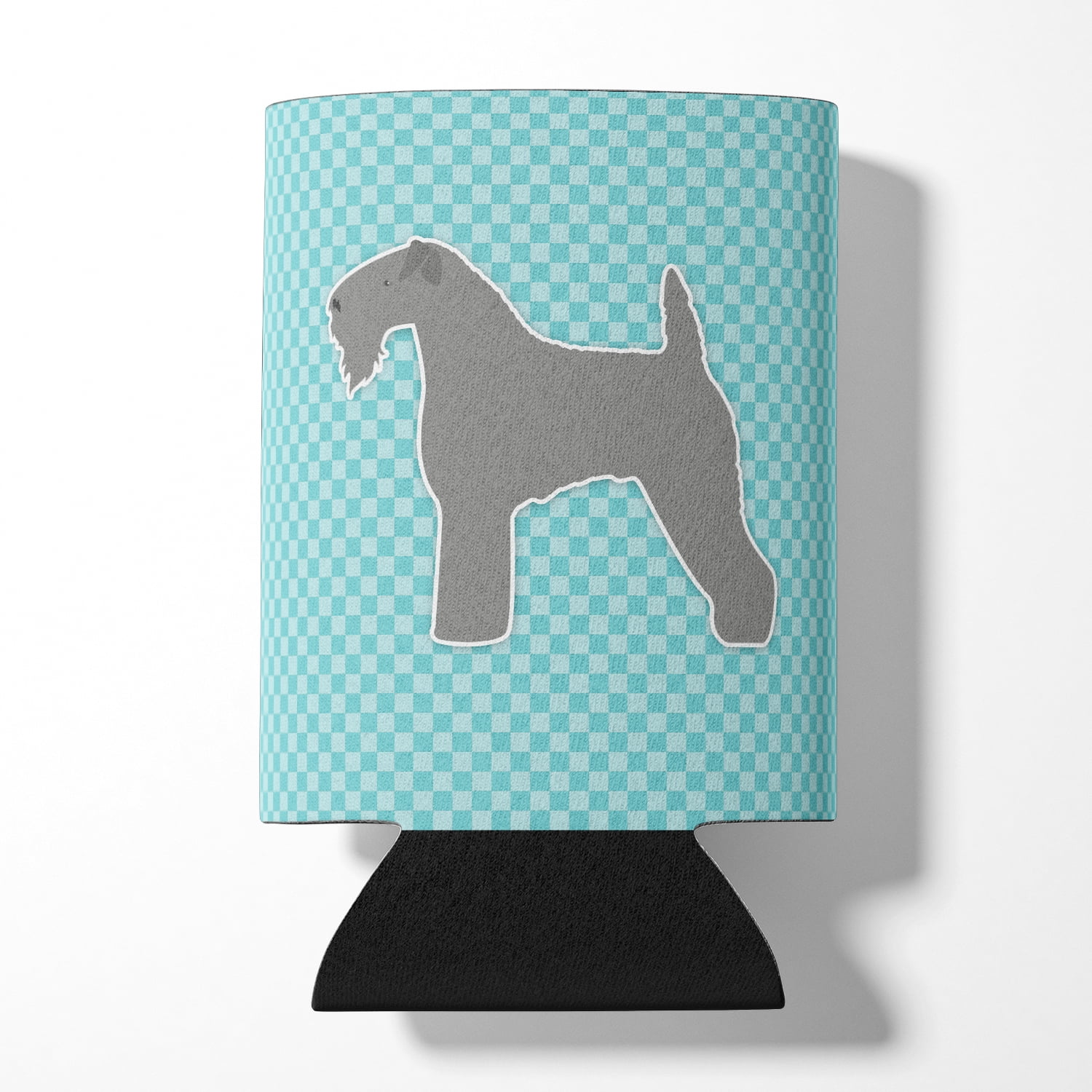 Caroline's Treasures BB3692CC Kerry Blue Terrier  Checkerboard Blue Can or Bottle Hugger, Can Hugger, multicolor