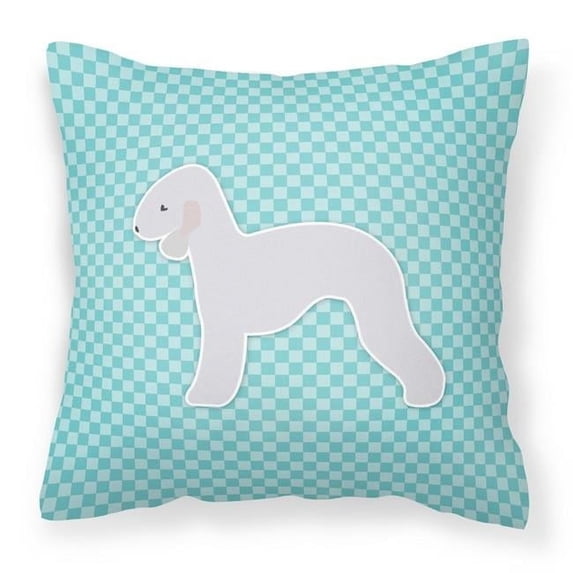 Carolines Treasures BB3694PW1414 Bedlington Terrier Checkerboard Blue Fabric Decorative Pillow