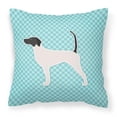 thumbnail image 1 of Carolines Treasures BB3695PW1414 English Pointer Checkerboard Blue Fabric Decorative Pillow, 1 of 4