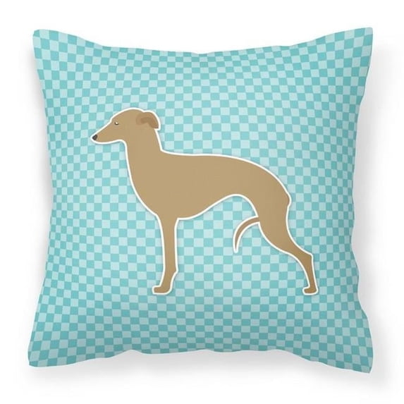 Carolines Treasures BB3714PW1414 Italian Greyhound Checkerboard Blue Fabric Decorative Pillow