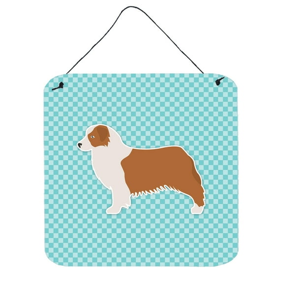Carolines Treasures BB3733DS66 Australian Shepherd Dog Checkerboard Blue Wall or Door Hanging Prints
