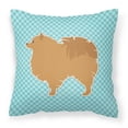 thumbnail image 1 of Carolines Treasures BB3742PW1414 Pomeranian Checkerboard Blue Fabric Decorative Pillow, 1 of 4