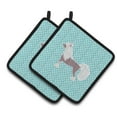 thumbnail image 1 of Chinese Crested Checkerboard Blue Pair of Pot Holders, 1 of 3