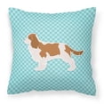 thumbnail image 1 of Carolines Treasures BB3749PW1818 Cavalier King Charles Spaniel Checkerboard Blue Fabric Decorative Pillow, 1 of 5