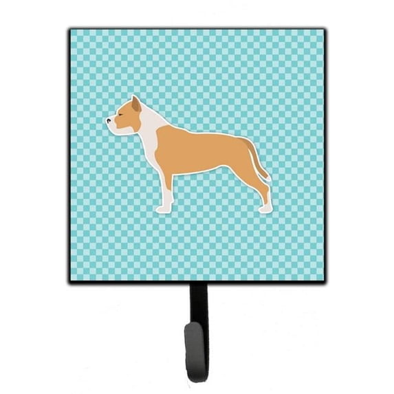 Carolines Treasures BB3754SH4 Staffordshire Bull Terrier Checkerboard Blue Leash or Key Holder