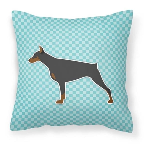Carolines Treasures BB3760PW1818 Doberman Pinscher Checkerboard Blue Fabric Decorative Pillow