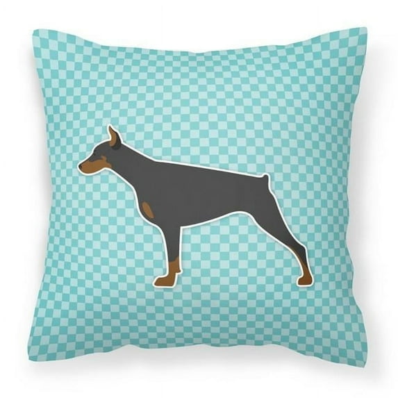 Carolines Treasures BB3760PW1818 Doberman Pinscher Checkerboard Blue Fabric Decorative Pillow