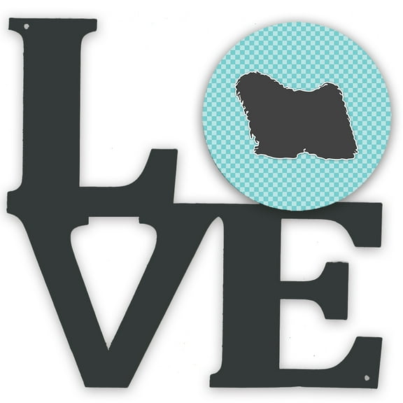 Carolines Treasures BB3763WALV Puli Checkerboard Blue Metal Wall Artwork LOVE 12X12 multicolor