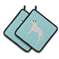 thumbnail image 1 of Carolines Treasures BB3767PTHD Dogo Argentino Checkerboard Blue Pair of Pot Holders , 7.5HX7.5W, multicolor, 1 of 3
