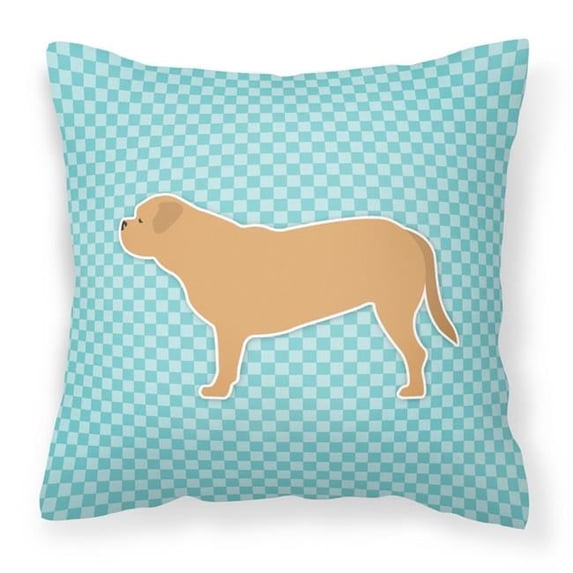 Carolines Treasures BB3770PW1414 Dogue de Bordeaux Checkerboard Blue Fabric Decorative Pillow