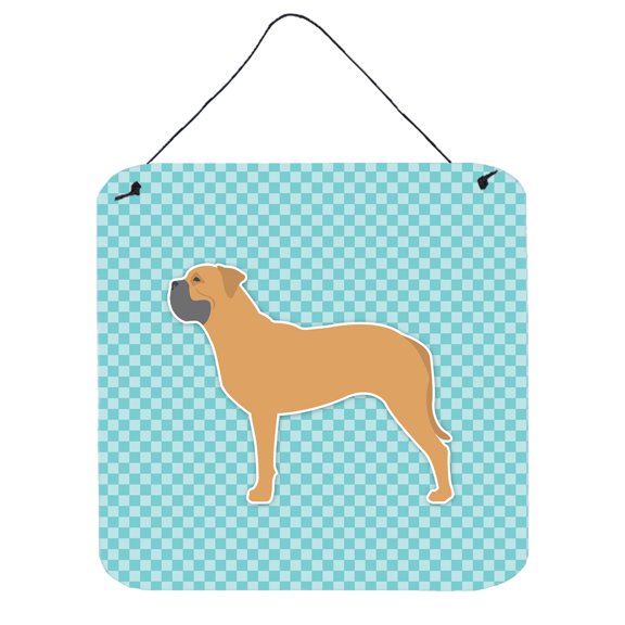 Carolines Treasures BB3771DS66 Bullmastiff Checkerboard Blue Wall or Door Hanging Prints