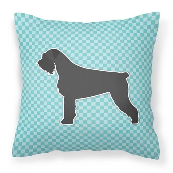 Carolines Treasures BB3773PW1414 Giant Schnauzer Checkerboard Blue Fabric Decorative Pillow