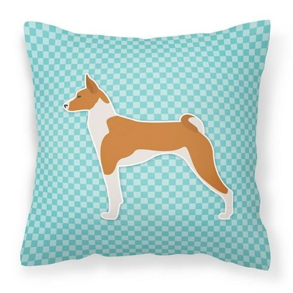 Carolines Treasures BB3774PW1818 Basenji Checkerboard Blue Fabric Decorative Pillow
