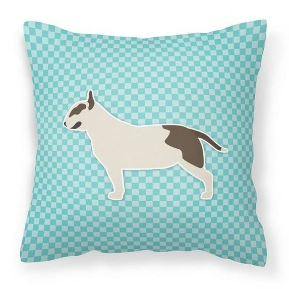 Carolines Treasures BB3778PW1414 Bull Terrier Checkerboard Blue Fabric Decorative Pillow