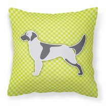 Carolines Treasures BB3781PW1818 English Setter Checkerboard Green Fabric Decorative Pillow