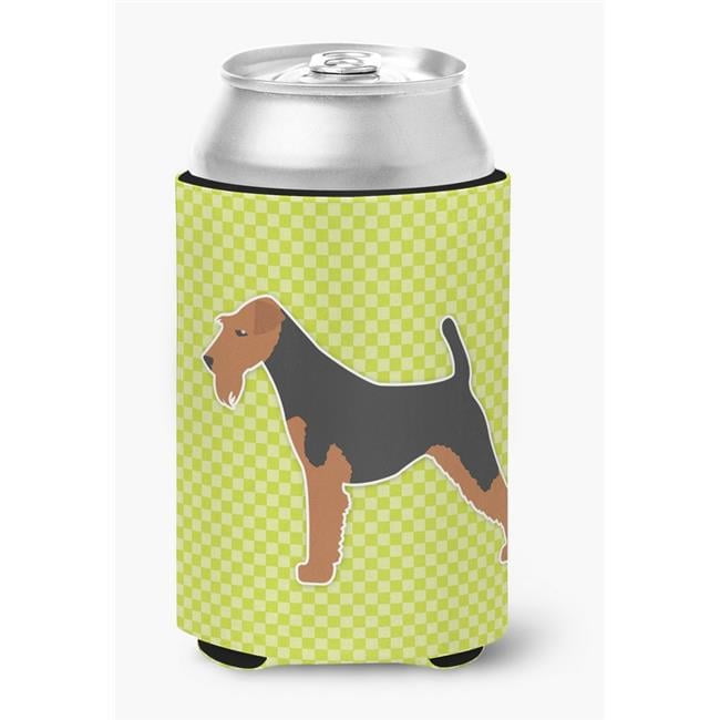 Carolines Treasures BB3785CC Welsh Terrier Checkerboard Green Can or Bottle Hugger