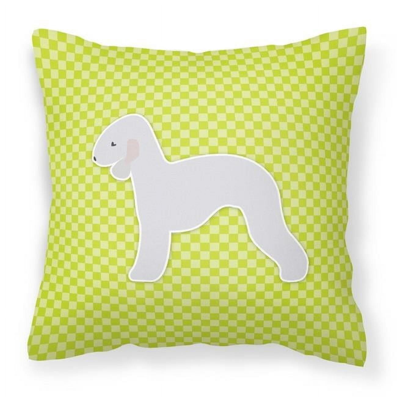Carolines Treasures BB3794PW1414 Bedlington Terrier Checkerboard Green Fabric Decorative Pillow