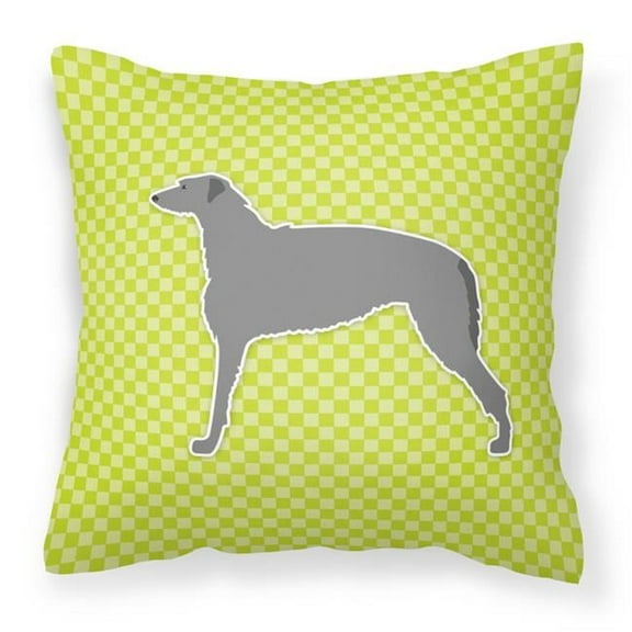 Carolines Treasures BB3796PW1818 Scottish Deerhound Checkerboard Green Fabric Decorative Pillow