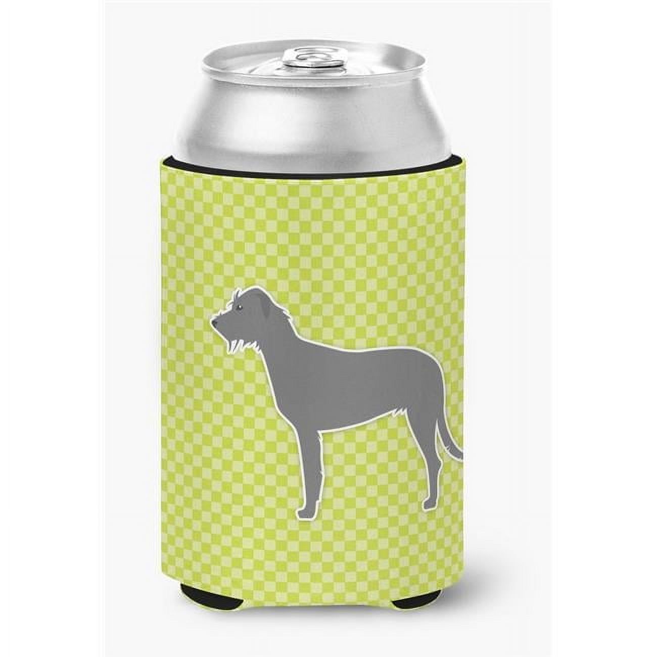 Carolines Treasures BB3803CC Irish Wolfhound Checkerboard Green Can or Bottle Hugger