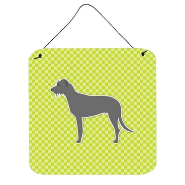 Carolines Treasures BB3803DS66 Irish Wolfhound Checkerboard Green Wall or Door Hanging Prints