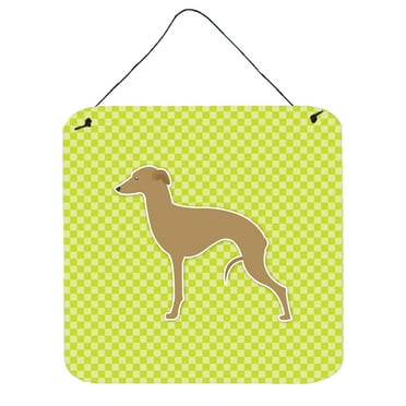 Carolines Treasures BB3814DS66 Italian Greyhound Checkerboard Green Wall or Door Hanging Prints