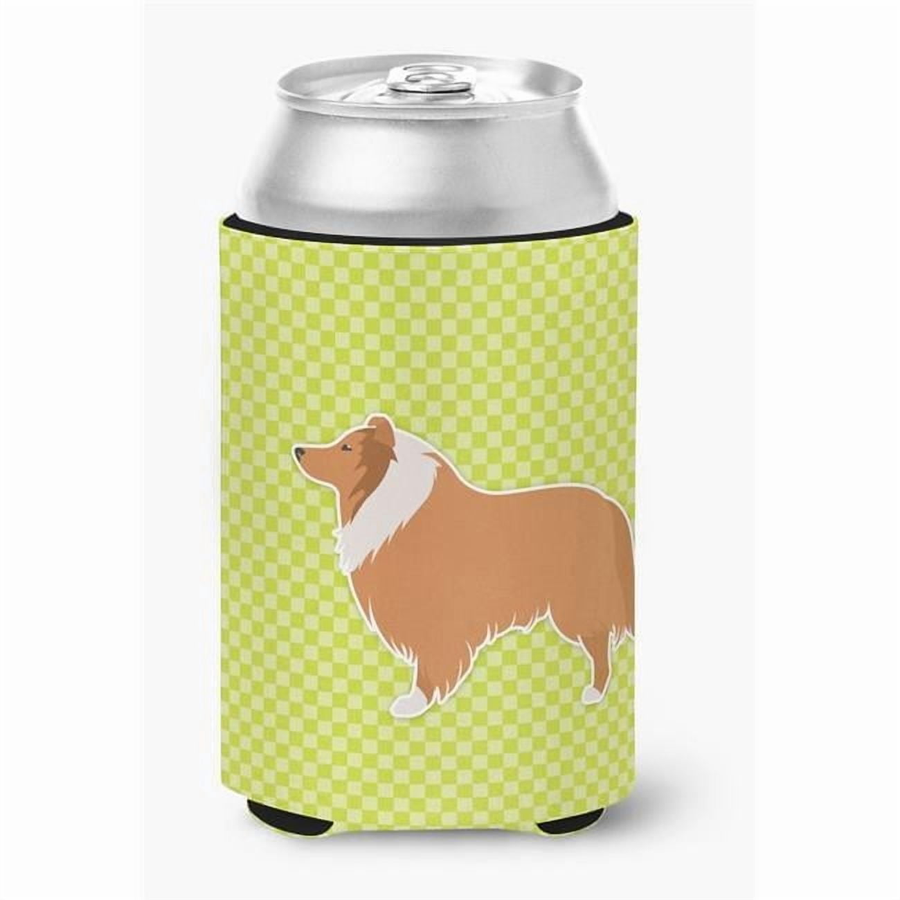Caroline's Treasures BB3816CC Collie Checkerboard Green Can or Bottle Hugger, Can Hugger, multicolor