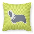 thumbnail image 1 of Carolines Treasures BB3817PW1414 Bearded Collie Checkerboard Green Fabric Decorative Pillow, 1 of 4