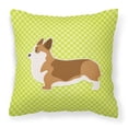thumbnail image 1 of Carolines Treasures BB3820PW1414 Corgi Checkerboard Green Fabric Decorative Pillow, 1 of 2