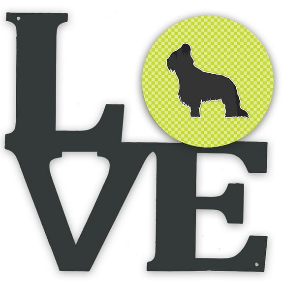 Carolines Treasures BB3826WALV Briard Checkerboard Green Metal Wall Artwork LOVE 12X12 multicolor