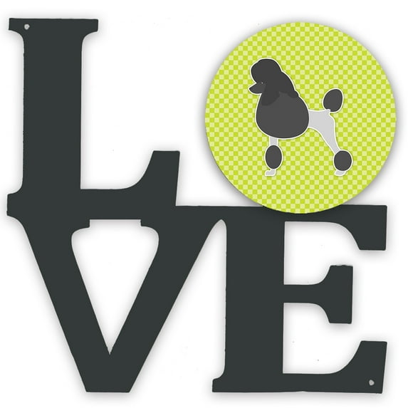 Carolines Treasures BB3839WALV Poodle Checkerboard Green Metal Wall Artwork LOVE 12X12 multicolor