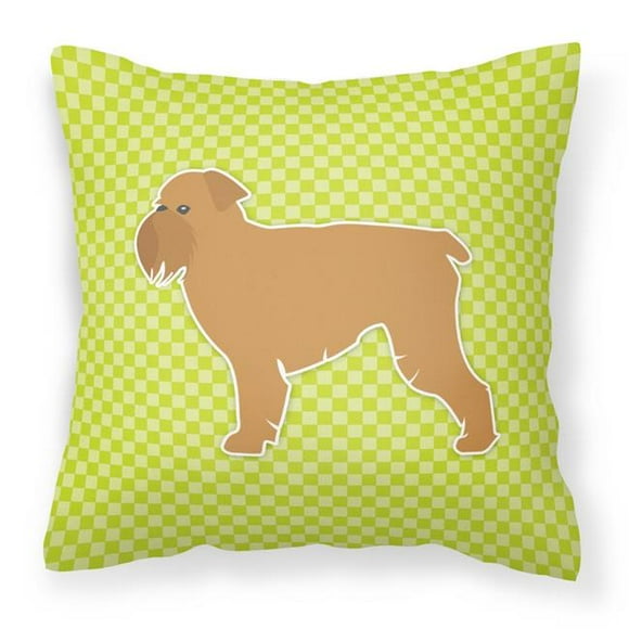 Carolines Treasures BB3840PW1818 Brussels Griffon Checkerboard Green Fabric Decorative Pillow