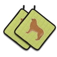 thumbnail image 1 of Leonberger Checkerboard Green Pair of Pot Holders, 1 of 3