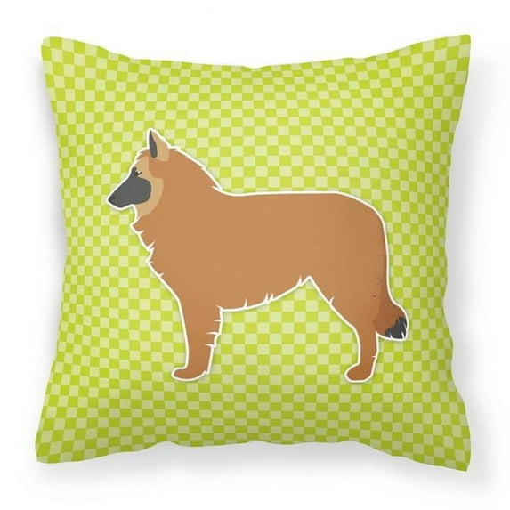Carolines Treasures BB3861PW1414 Belgian Shepherd Checkerboard Green Fabric Decorative Pillow