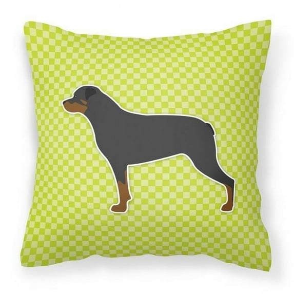 Carolines Treasures BB3866PW1818 Rottweiler Checkerboard Green Fabric Decorative Pillow