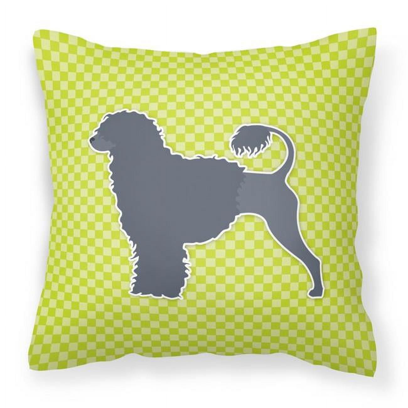 Carolines Treasures BB3868PW1414 Portuguese Water Dog Checkerboard Green Fabric Decorative Pillow