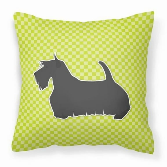 Carolines Treasures BB3869PW1818 Scottish Terrier Checkerboard Green Fabric Decorative Pillow
