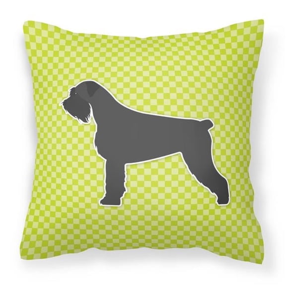 Carolines Treasures BB3873PW1818 Giant Schnauzer Checkerboard Green Fabric Decorative Pillow