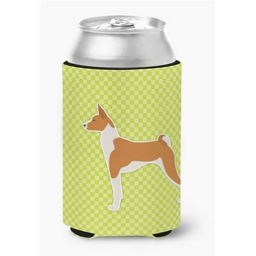 Carolines Treasures BB3874CC Basenji Checkerboard Green Can or Bottle Hugger