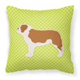 thumbnail image 1 of Saint Bernard Checkerboard Green Fabric Decorative Pillow, 1 of 4