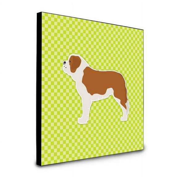 Caroline's Treasures BB3876UP88 Saint Bernard Checkerboard Green Artwork Wall Panel, , multicolor