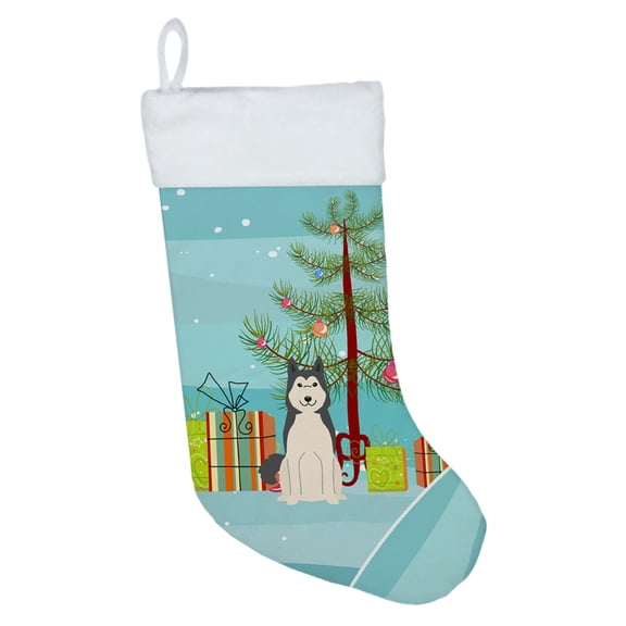 Carolines Treasures BB4150CS Merry Christmas Tree West Siberian Laika Spitz Christmas Stocking Large multicolor