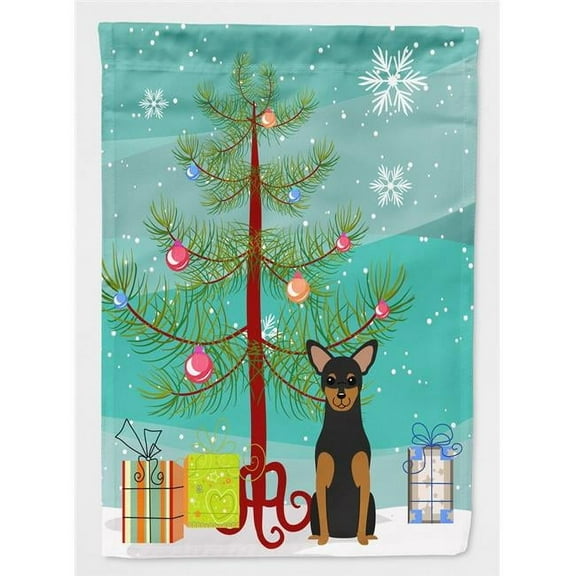 Caroline's Treasures BB4153CHF Merry Christmas Tree Manchester Terrier Flag Canvas House Size , Large, multicolor